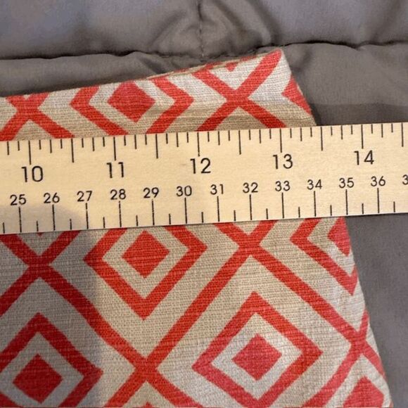 Ann Taylor Petite Pencil Skirt Stretch Back Zipper Geometric Cream Coral Size 00 - Picture 8 of 10